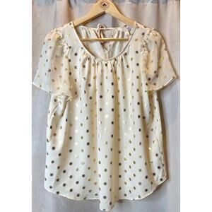 Lauren Conrad Cream Blouse w/ gold sun accents Size Small